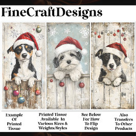 Papel De Seda Shabby Chic Mono Cachorro de Navidad Perritos AM6 