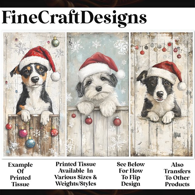 Papel De Seda Shabby Chic Mono Cachorro de Navidad Perritos AM6  (Subido por el creador)