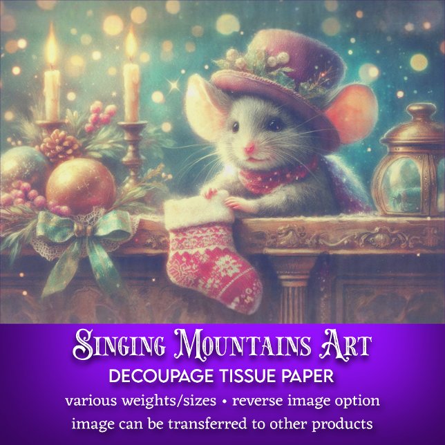 Papel De Seda Shabby Chic Navidades Mouse y Stocking Decoupage (Subido por el creador)