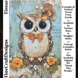 Papel De Seda Shabby Chic Owl, Bow Tie, Floral DJ4R Decoupage