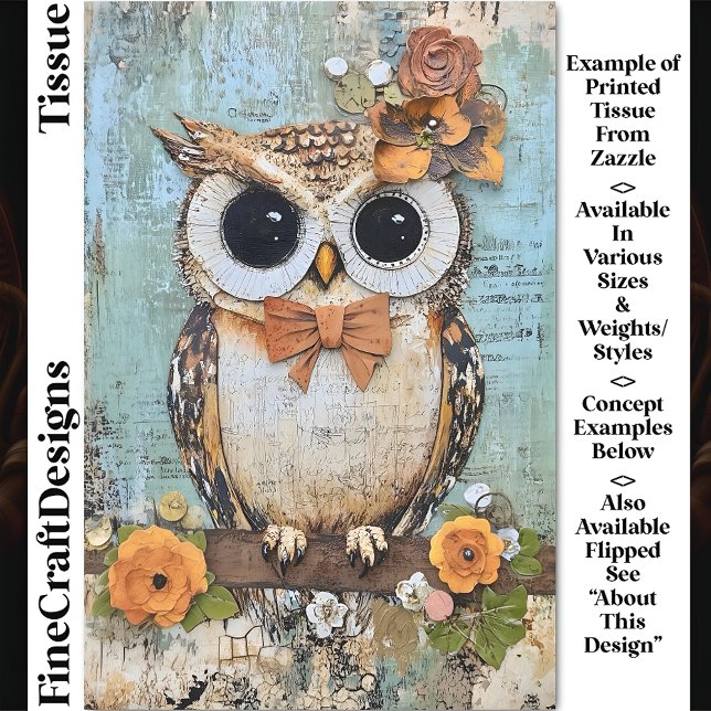 Papel De Seda Shabby Chic Owl, Bow Tie, Floral DJ4R Decoupage (Subido por el creador)