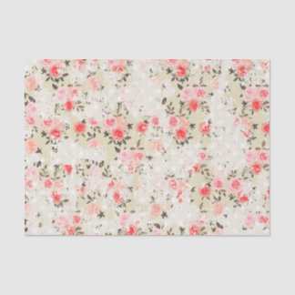 Papel De Seda Shabby Chic Pink Roses Beige Polka Dots