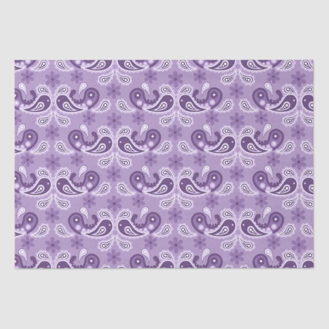 Papel De Seda Shabby Chic Purple y Patrón Paisley blanco (Anverso)