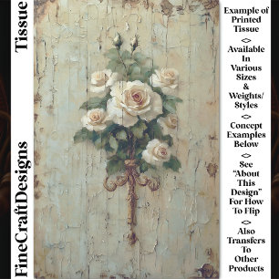 Papel De Seda Shabby Chic Rosa Crema y Blanca CW3 Decoupage
