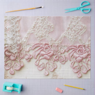Papel De Seda Shabby Chic Rosa Encaje