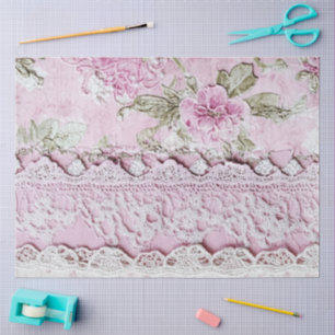 Papel De Seda Shabby Chic Rosa Encaje