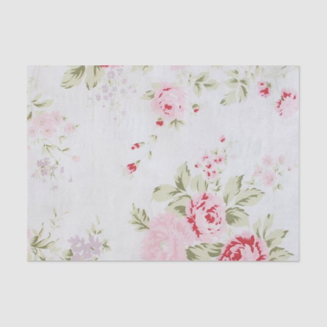 Papel De Seda Shabby Chic Rosa Floral (Anverso)