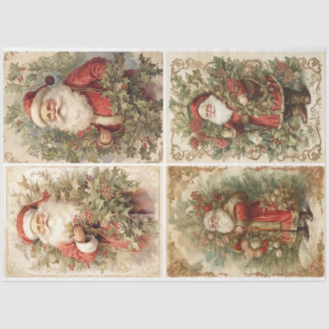 Papel De Seda Shabby Chic Santa 4 Square (Anverso)