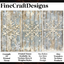 Papel De Seda Shabby Chic Snowflakes En La Crema De Madera Al9 D