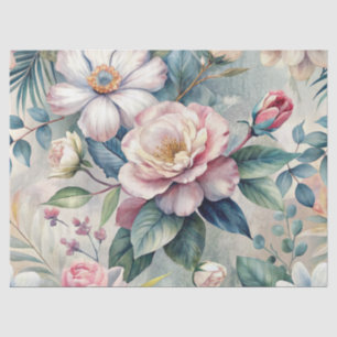 Papel De Seda Shabby Chic Vintage Inspirado Pastel Floral