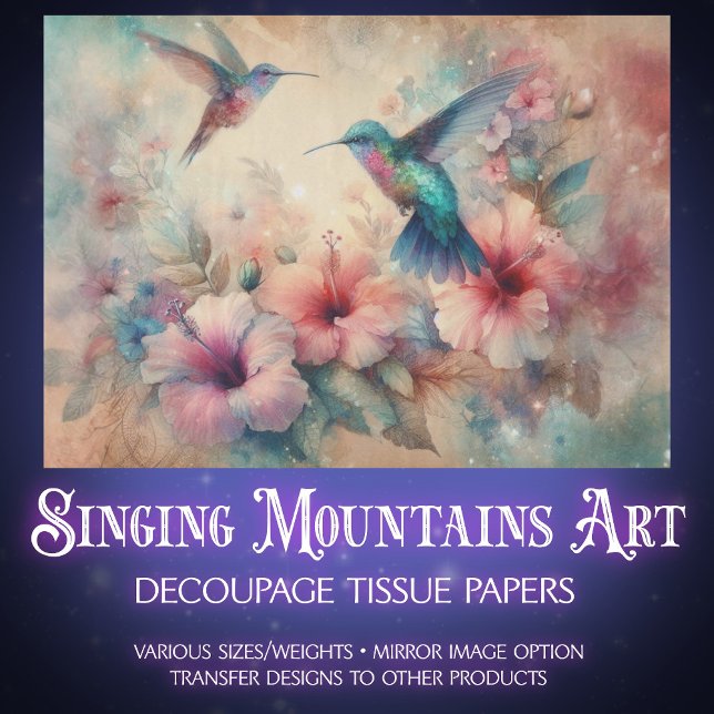 Papel De Seda Shabby Chic Watercolor Hummingbirds Decoupage (Subido por el creador)