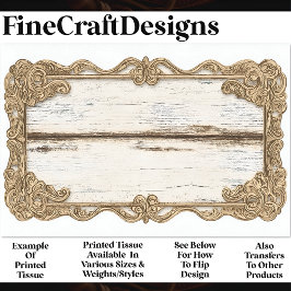 Papel De Seda Shabby Chic Wood + Marco de desplazamiento dorado 