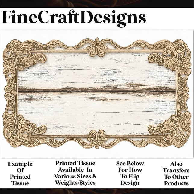 Papel De Seda Shabby Chic Wood + Marco de desplazamiento dorado  (Subido por el creador)