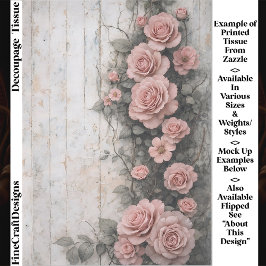 Papel De Seda Shabby Climbing Pale Pink Roses FD9R Decoupage