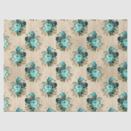 Papel De Seda Shabby Floral Aqua Series Design 3