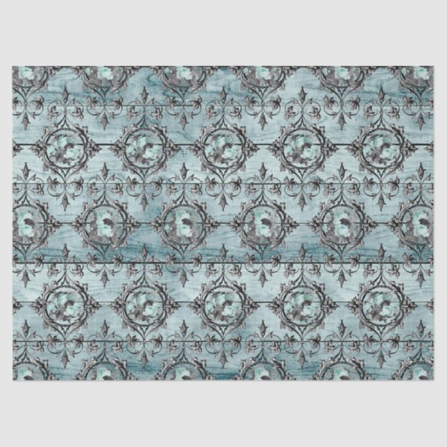 Papel De Seda Shabby Floral Aqua Series Design 4 (Anverso)