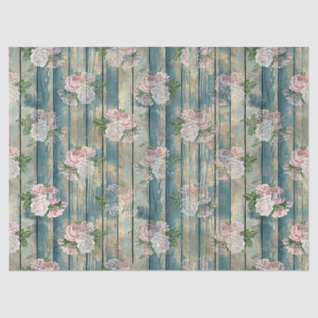 Papel De Seda Shabby Floral Aqua Series Design 6 (Anverso)