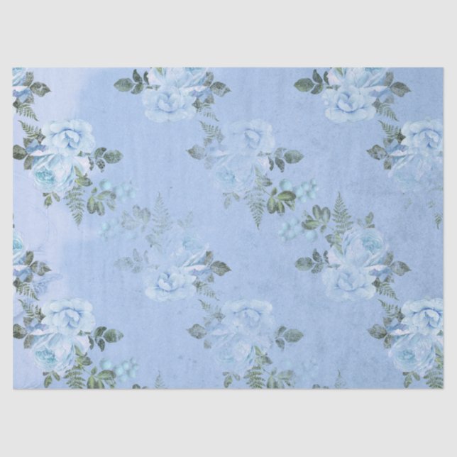 Papel De Seda Shabby Floral Blue Series Design 6 (Anverso)