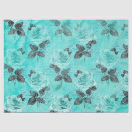 Papel De Seda Shabby Floral Turquoise Series Design 4
