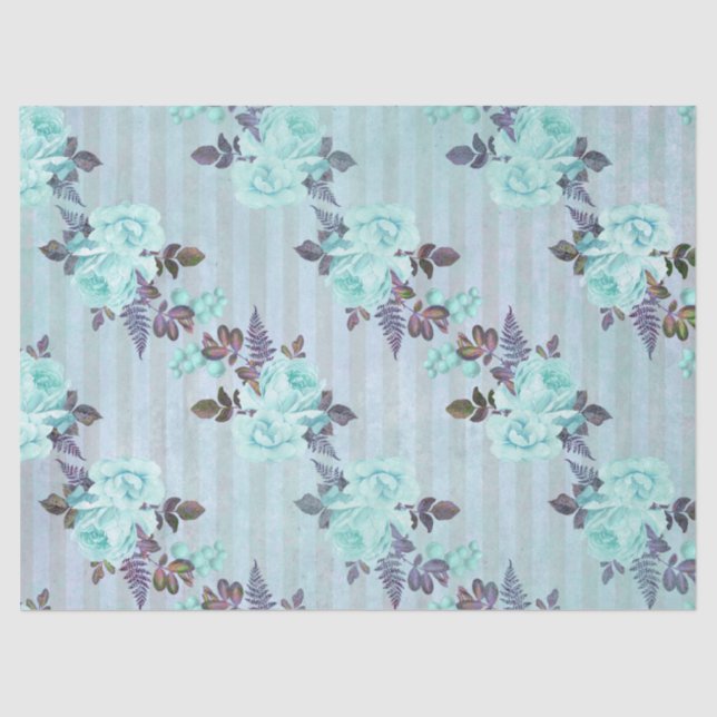 Papel De Seda Shabby Floral Turquoise Series Design 6 (Anverso)