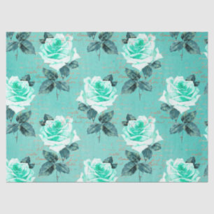 Papel De Seda Shabby Floral Turquoise Series Design 9