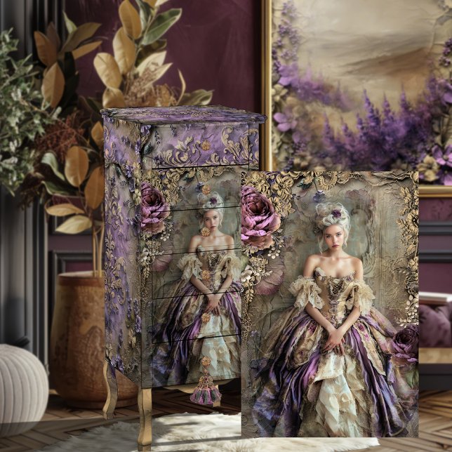 Papel De Seda Shabby francés romántico Chic Mary Antoinette (Romantic French Mary Antoinette Era Bouffant Fashion Portrait Vintage Shabby Chic Tattered decoupage)