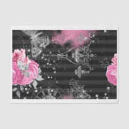 Papel De Seda Shabby Glam rosa y negro