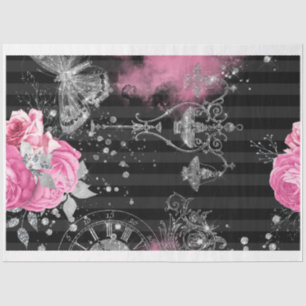 Papel De Seda Shabby Glam rosa y negro
