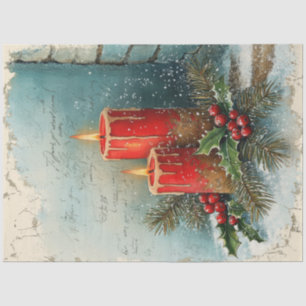 Papel De Seda Shabby Navidades chic velas rojas frambuesa