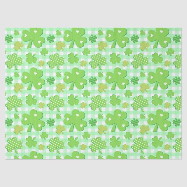 Papel De Seda Shamrock and Gingham Pattern de San Patricio (Anverso)