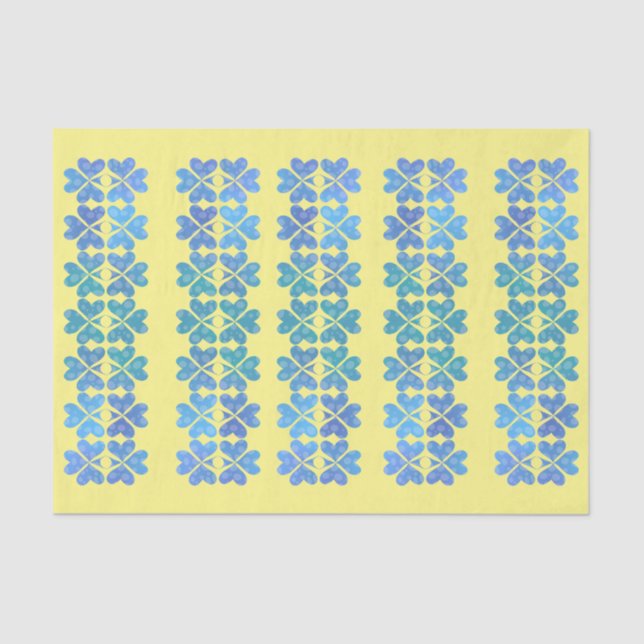 Papel De Seda Shamrock con textura azul irlandés en amarillo (Anverso)