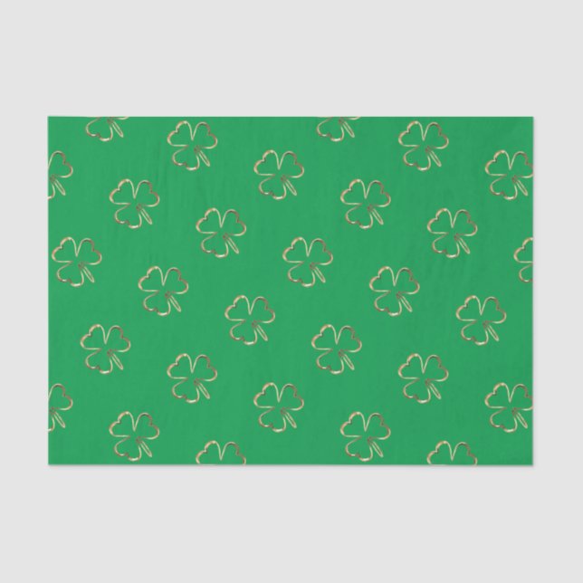 Papel De Seda Shamrock Green Irish Ireland Clover Pattern (Anverso)