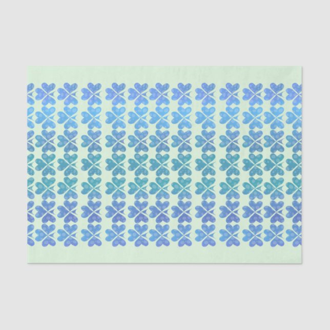 Papel De Seda Shamrock irlandés azul en verde claro (Anverso)