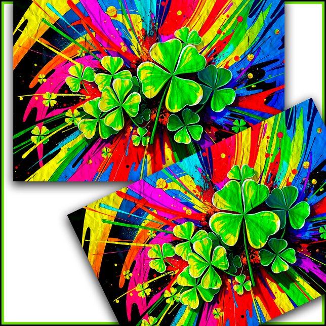 Papel De Seda [Shamrock Splash] Colores arcoiris Pintar bandeja ((simulated paper texture))