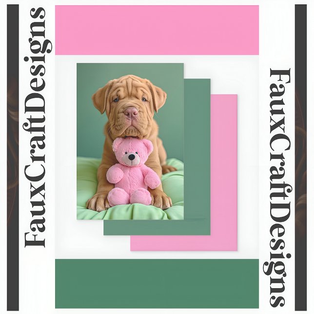 Papel De Seda Shar-pei Cute Mascota Dog & Pink Teddy Decoupage R (Subido por el creador)