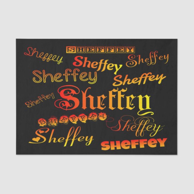 Papel De Seda Sheffey Fonts - Naranja, rojo y amarillo (Anverso)