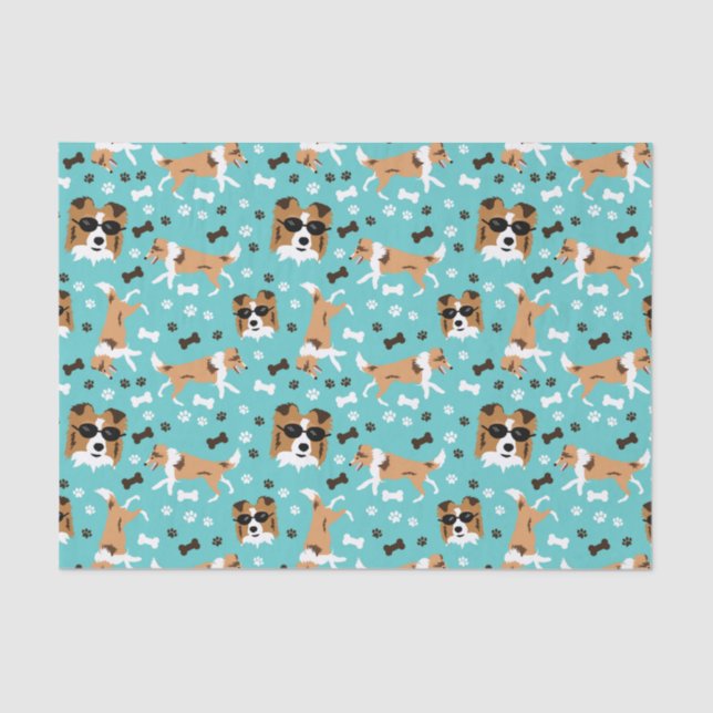 Papel De Seda Shells Shetland Sheepdog Mini collie Dog Tejido (Anverso)