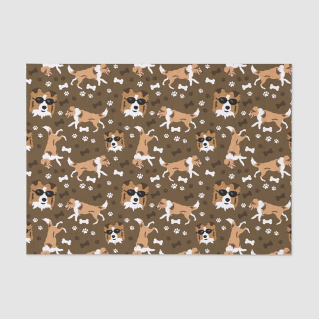 Papel De Seda Shells Shetland Sheepdog Mini collie Dog Tejido (Anverso)