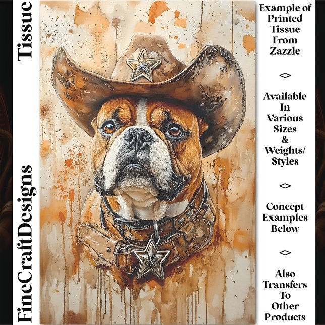 Papel De Seda Sheriff Occidental Rústico Bulldog, Sombrero DD3 D (Subido por el creador)