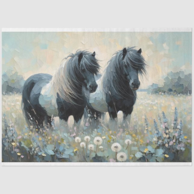 Papel De Seda Shetland Pony Piebald Decoupage Tissue Paper (Anverso)