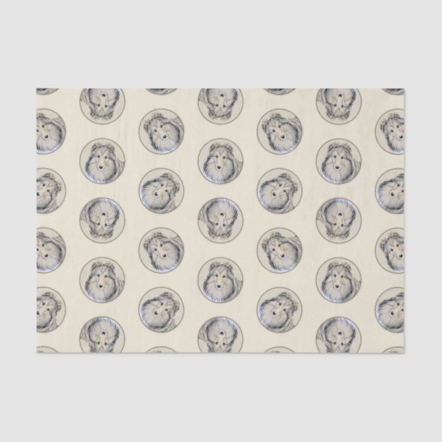 Papel De Seda Shetland Sheepdog Puppy Pintura Sheltie Perro Arte (Anverso)