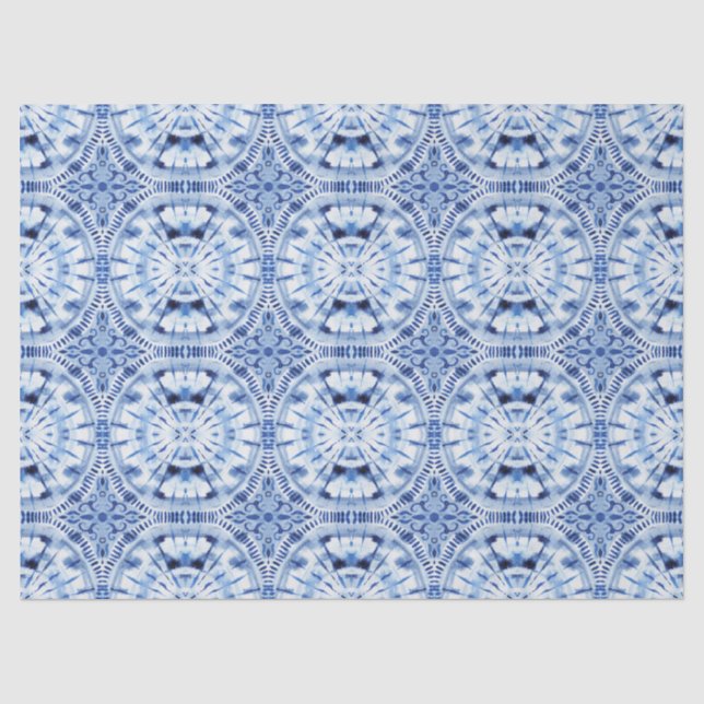 Papel De Seda Shibori Tie Dye Indigo azul Influencia asiática (Anverso)