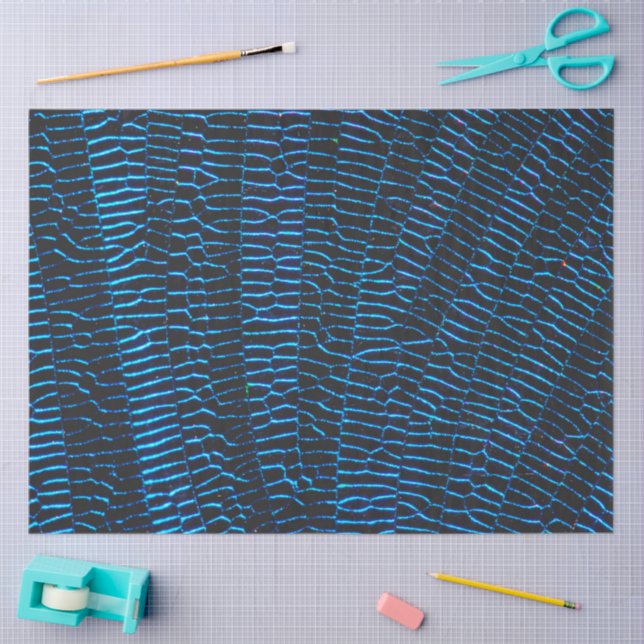 Papel De Seda Shiny metallic vibrant neon blue abstract texture (Artesanía)