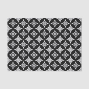 Papel De Seda Shipo con motivos florales, negro, blanco y gris
