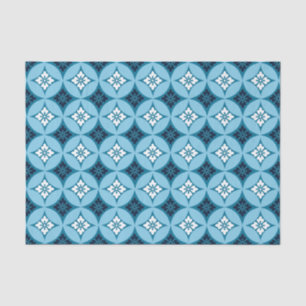 Papel De Seda Shippo con motivos florales, azul y blanco