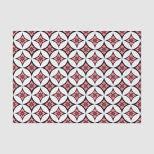 Papel De Seda Shippo con motivos florales, negro, blanco y rosa