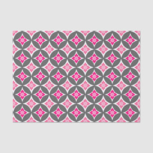 Papel De Seda Shippo con motivos florales, rosa y gris plateado