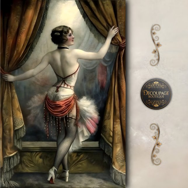 Papel De Seda Showgirl Dancer with Gold curtains Decoupage (Subido por el creador)