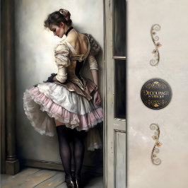 Papel De Seda Shy Showgirl Dancer in Pink Ruffles Decoupage