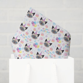 Papel De Seda Siamese Cat Birthday Tissue Paper in White